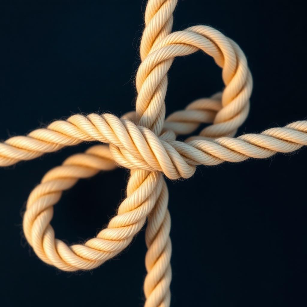 Cream rope tied in a figure-eight knot